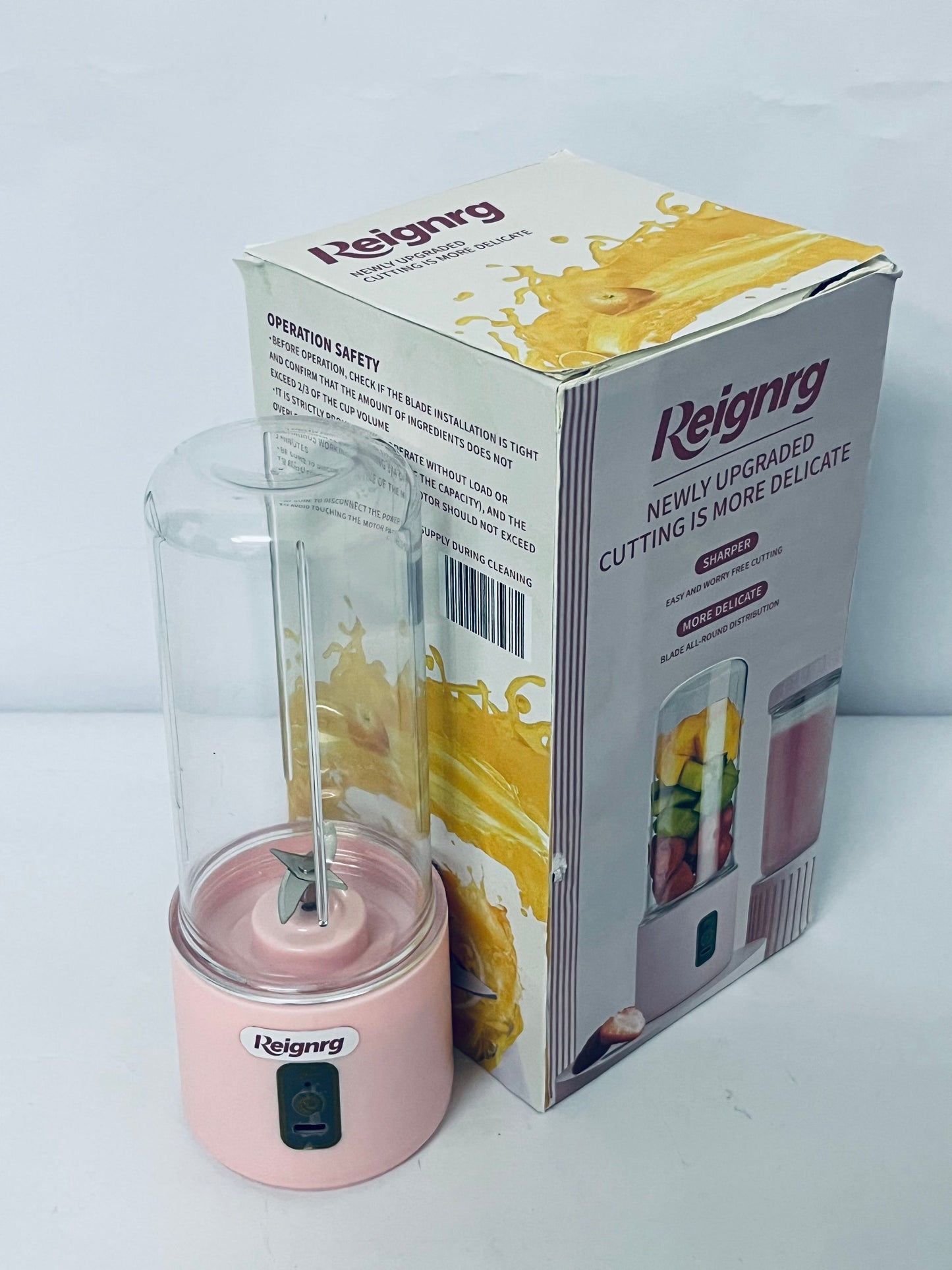 Reignrg Mini Portable Juicer Electric Wireless USB Charging 4 Leaf Blade Small Juicer Cup for Fresh Juice Milkshake at Home Office School Outdoors ABS PC Material 300ml Capacity