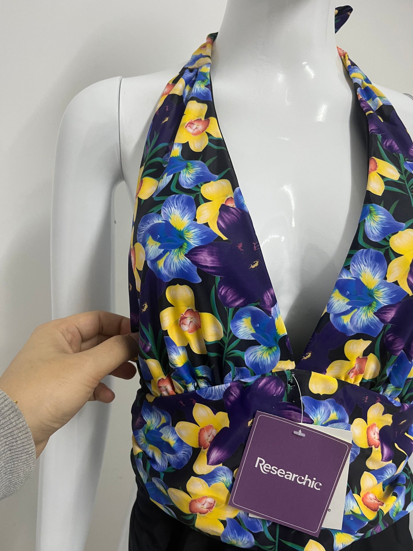 【Researchic Floral Halter One-Piece Swimsuit】—— Bold Style for Confident Beach Days