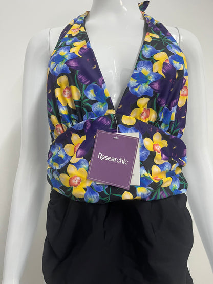 【Researchic Floral Halter One-Piece Swimsuit】—— Bold Style for Confident Beach Days