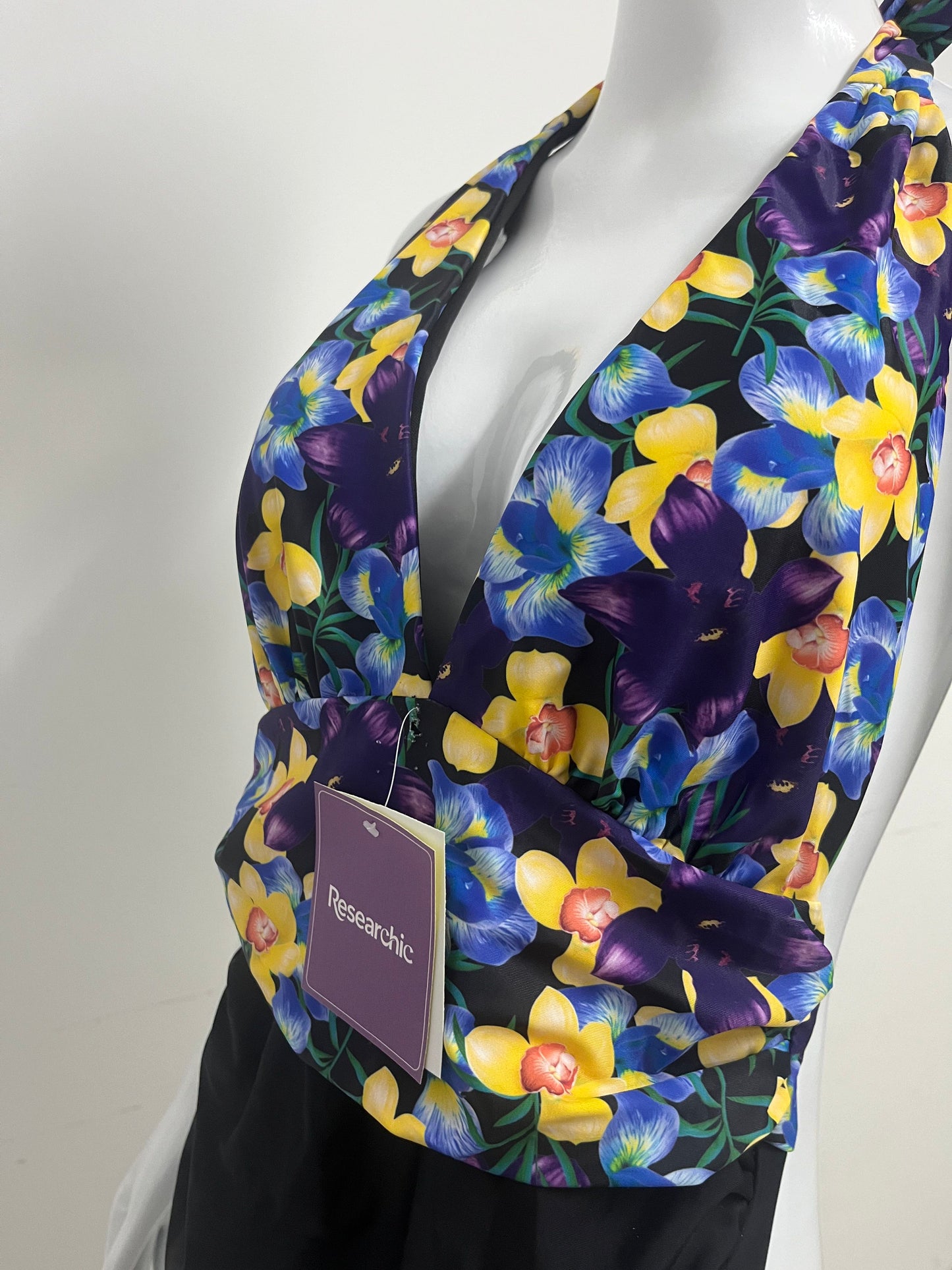 【Researchic Floral Halter One-Piece Swimsuit】—— Bold Style for Confident Beach Days