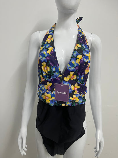 【Researchic Floral Halter One-Piece Swimsuit】—— Bold Style for Confident Beach Days