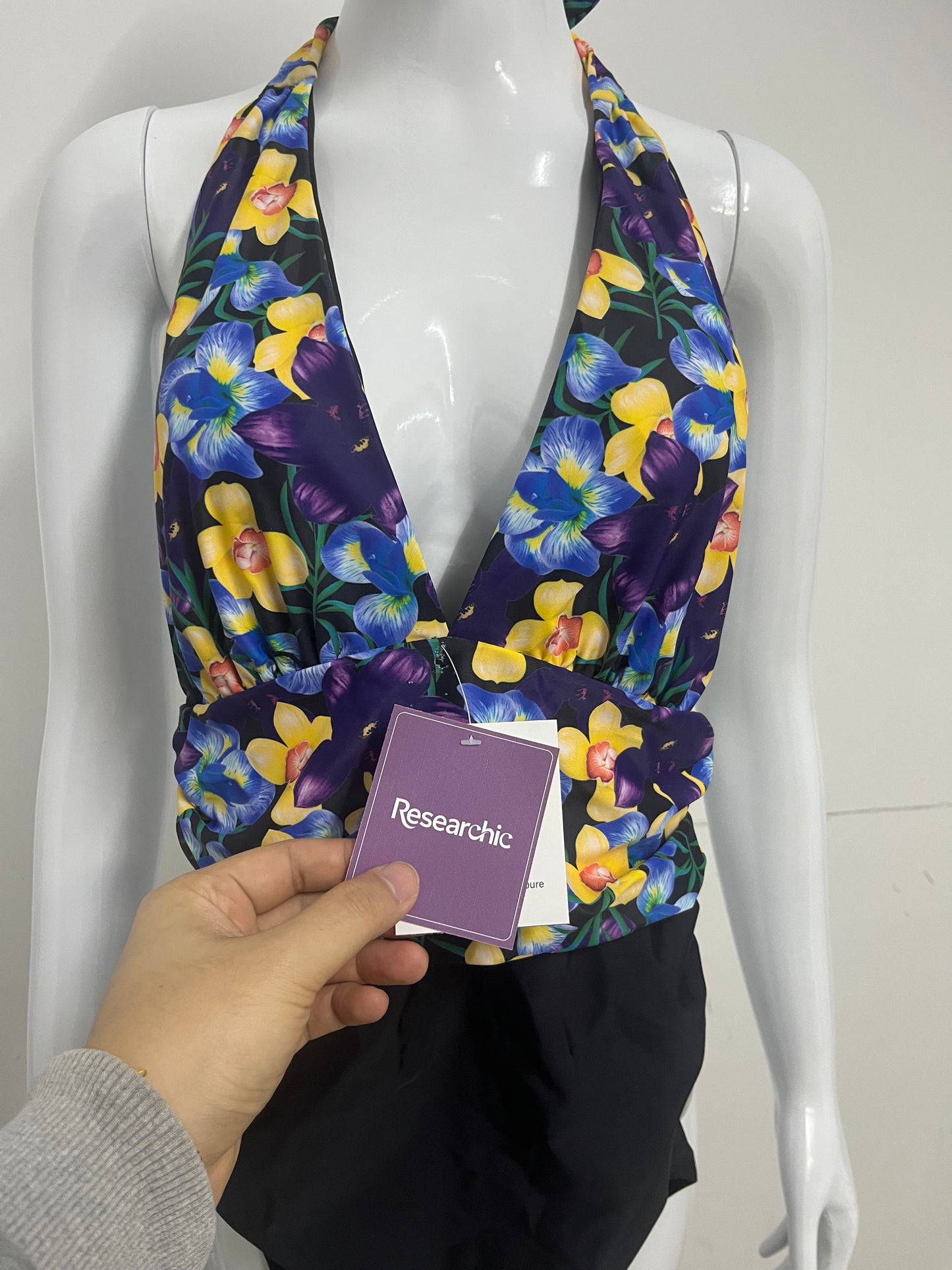 【Researchic Floral Halter One-Piece Swimsuit】—— Bold Style for Confident Beach Days