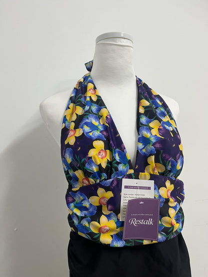 Restalk Swimsuits Purple & Yellow Floral Halter Swim Top - Dual Experience of Beach Fashion and Comfort