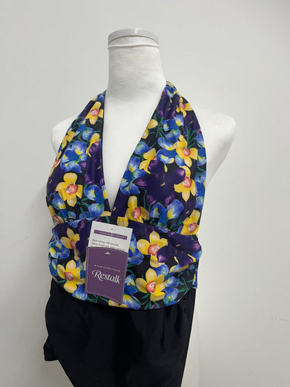 Restalk Swimsuits Purple & Yellow Floral Halter Swim Top - Dual Experience of Beach Fashion and Comfort