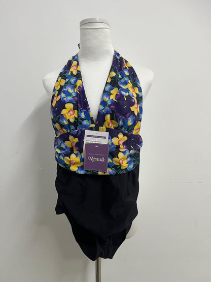 Restalk Swimsuits Purple & Yellow Floral Halter Swim Top - Dual Experience of Beach Fashion and Comfort