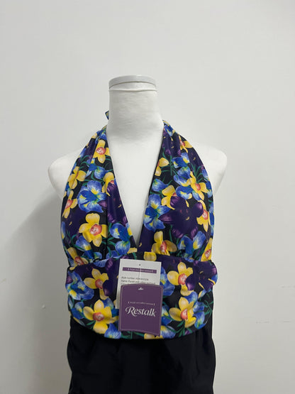 Restalk Swimsuits Purple & Yellow Floral Halter Swim Top - Dual Experience of Beach Fashion and Comfort