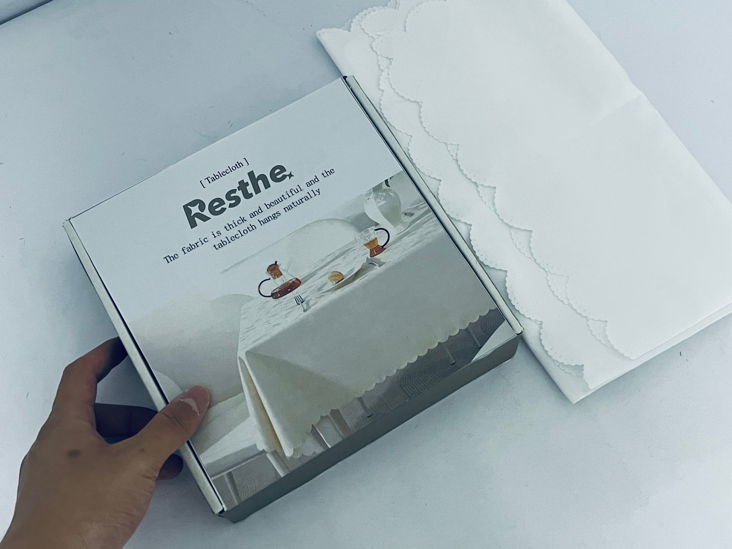 Resthe White Scalloped Edge Tablecloths - Disposable Table Covers for Parties & Daily Use
