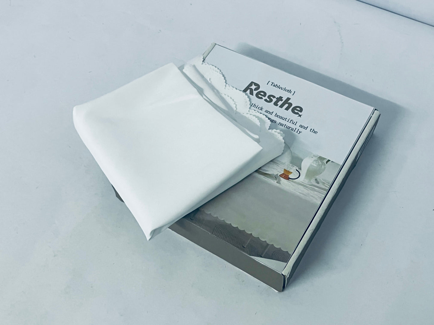 Resthe White Scalloped Edge Tablecloths - Disposable Table Covers for Parties & Daily Use