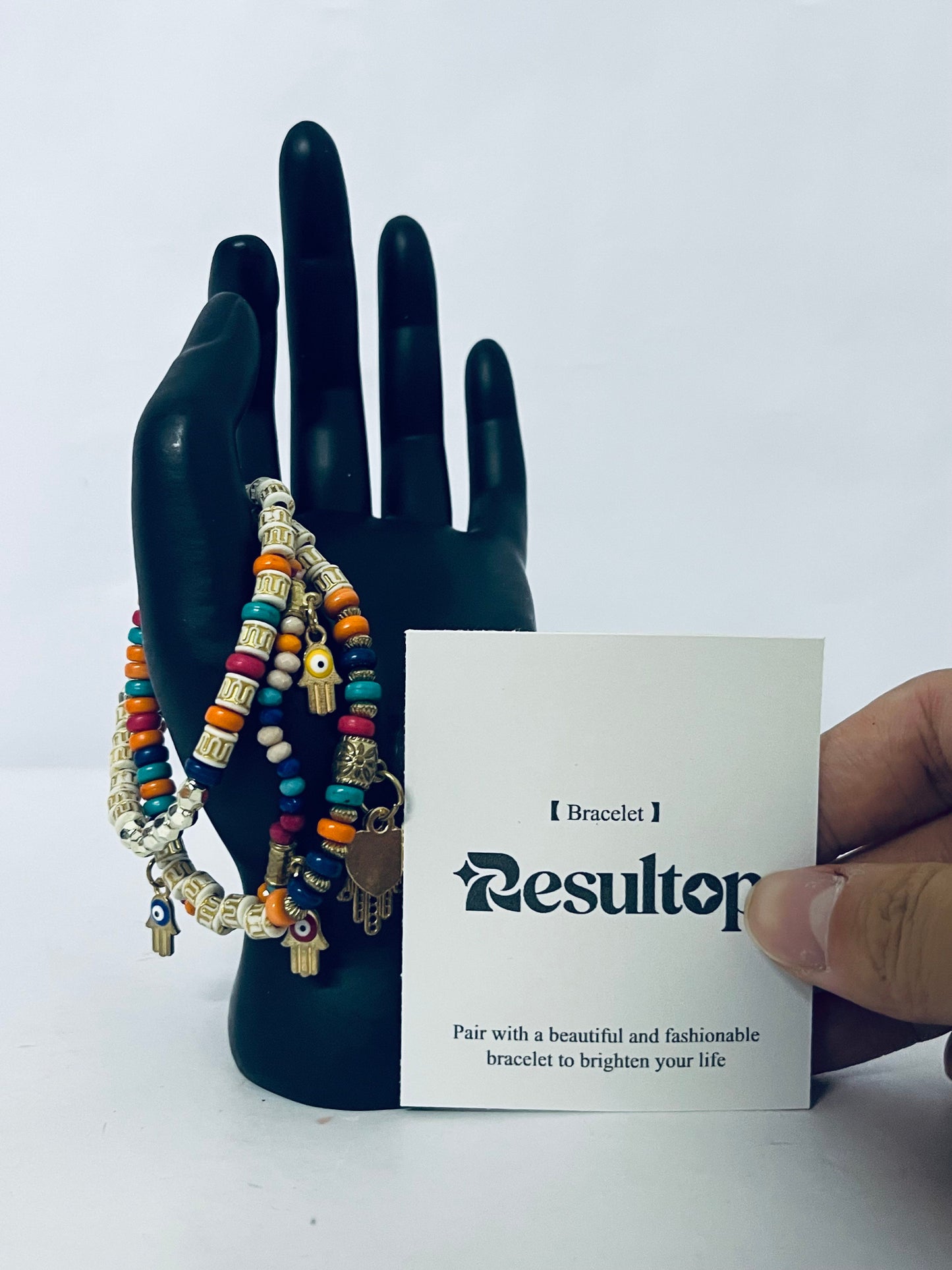Resultop Bracelets [jewelry] Sets Bohemian Stackable Bead Bracelets for Women Stretch Bohemian Style Stretch Multilayered Boho Bracelet Set