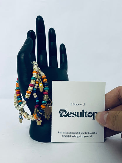 Resultop Bracelets [jewelry] Sets Bohemian Stackable Bead Bracelets for Women Stretch Bohemian Style Stretch Multilayered Boho Bracelet Set