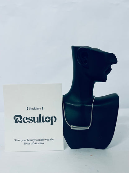 Resultop Necklaces [jewellery] Stailess Steel Metal Curved Bar Tube Choker Necklace For Women,Statement Chunky Snake Chain Horizontal Round Tube Jewelry Necklace