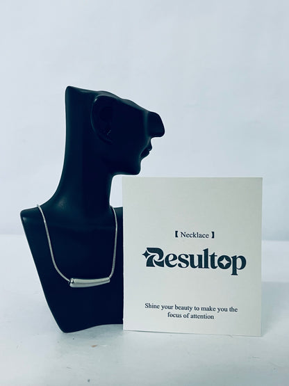 Resultop Necklaces [jewellery] Stailess Steel Metal Curved Bar Tube Choker Necklace For Women,Statement Chunky Snake Chain Horizontal Round Tube Jewelry Necklace