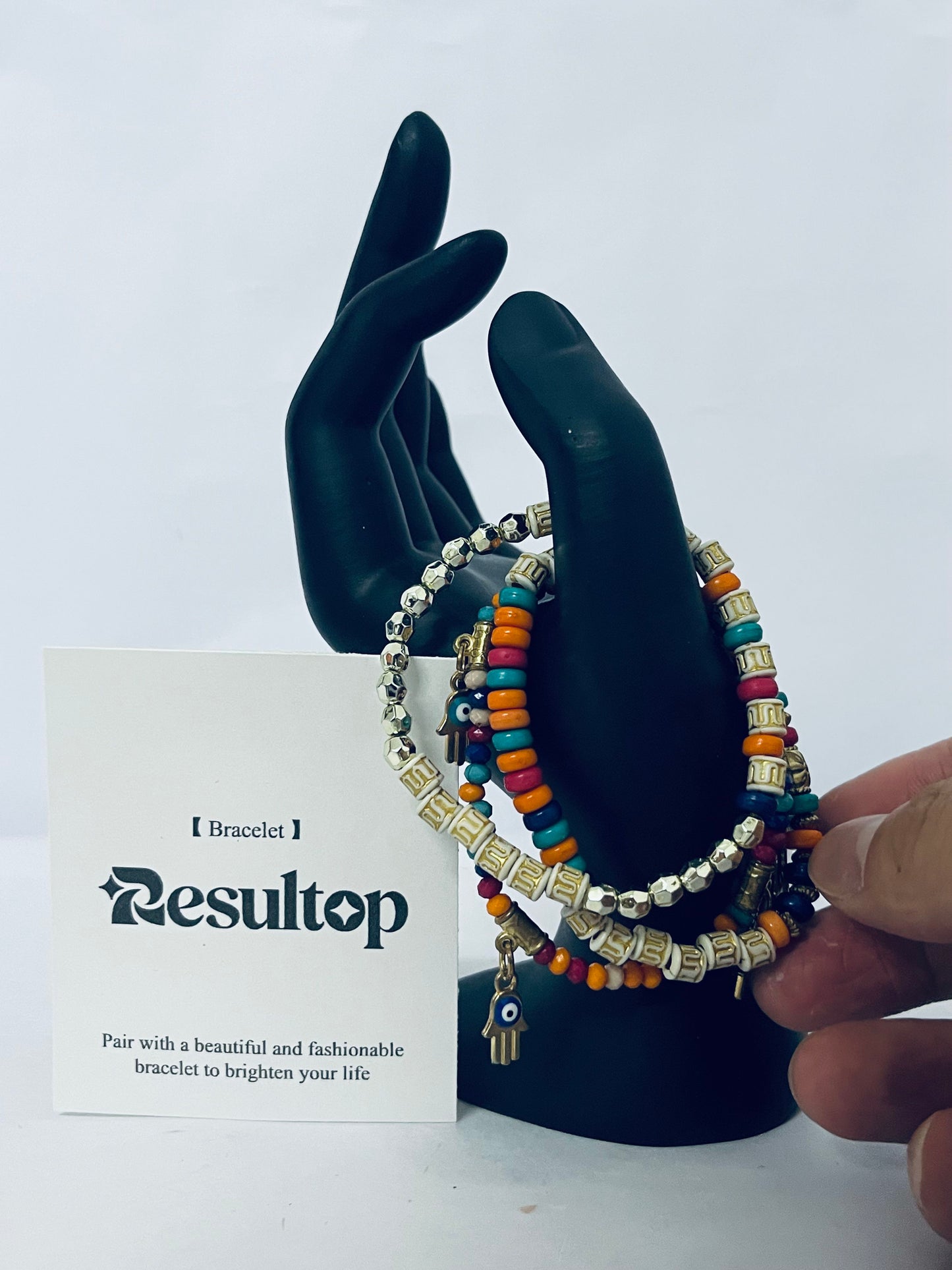 Resultop Bracelets [jewelry] Sets Bohemian Stackable Bead Bracelets for Women Stretch Bohemian Style Stretch Multilayered Boho Bracelet Set