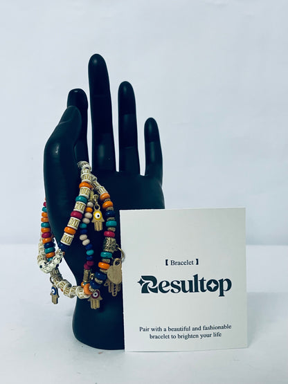 Resultop Bracelets [jewelry] Sets Bohemian Stackable Bead Bracelets for Women Stretch Bohemian Style Stretch Multilayered Boho Bracelet Set