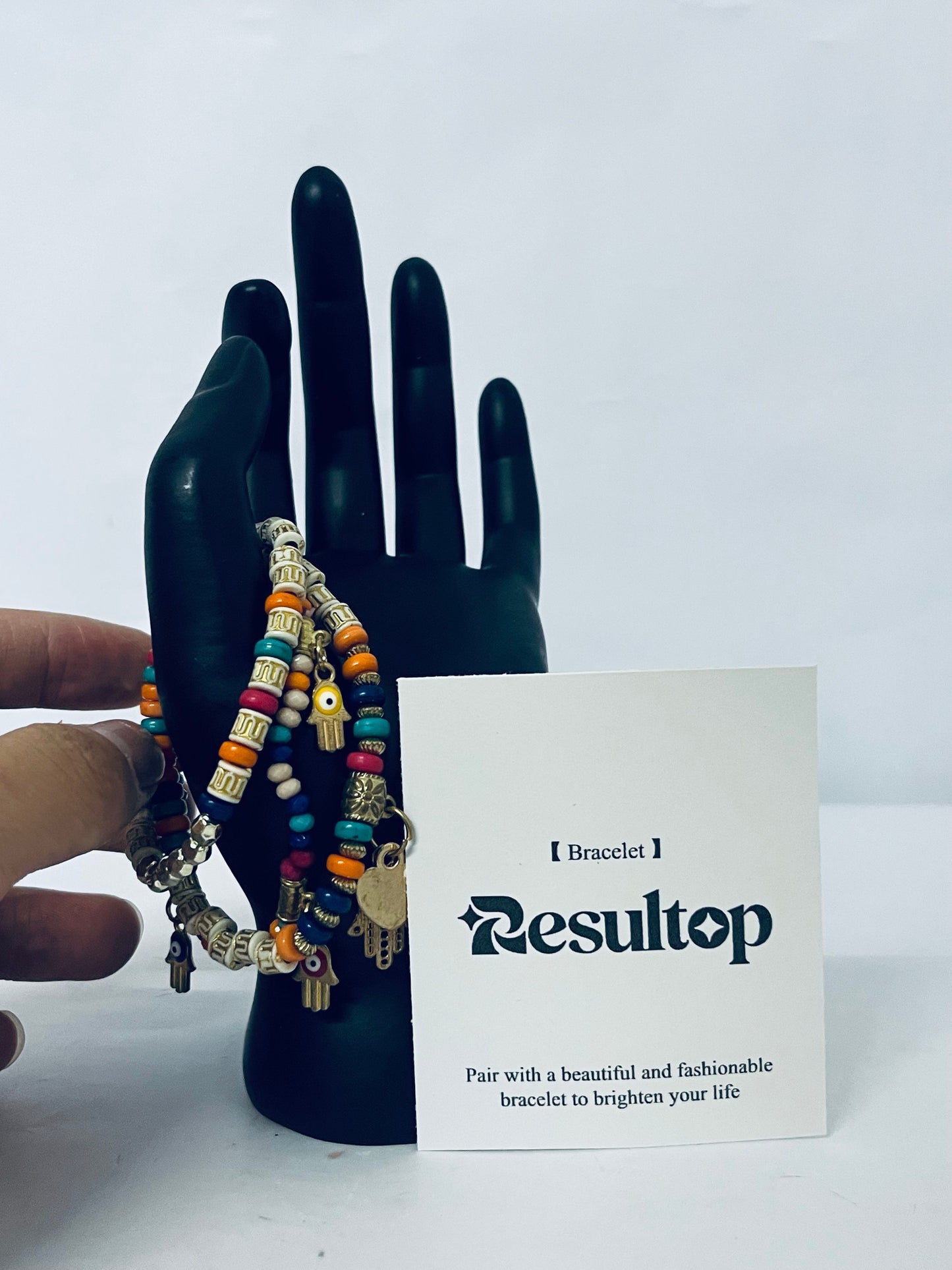Resultop Bracelets [jewelry] Sets Bohemian Stackable Bead Bracelets for Women Stretch Bohemian Style Stretch Multilayered Boho Bracelet Set