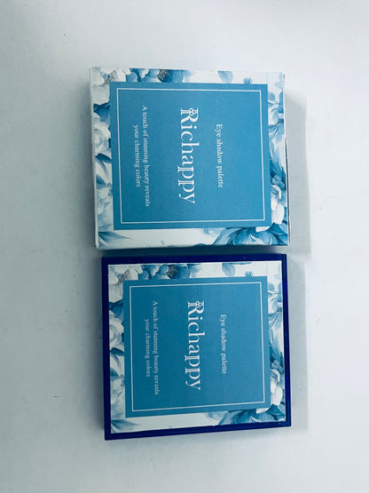 Richappy 9 Colors Blue Eyeshadow Palette, Highly Pigmented Matte & Shimmer & Glitter Eye Shadow, Long-Lasting Waterproof Eye Makeup Palette for Daily & Party Looks