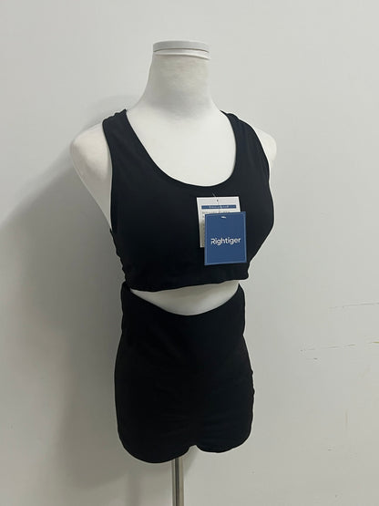 Rightiger Tracksuits: Black Slim-Fit Cut-Out Racerback Tank Top ✨
