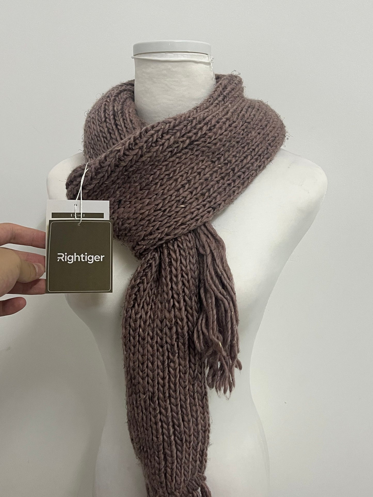 Rightiger Scarfs Oversized Long Knit Winter Scarf (Mocha Brown)