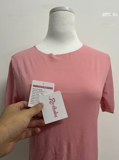 Riotbabe Cotton Basic T Shirts for Women,Crew Neck Short Sleeve Summer Shirts,Solid Loose Fit Tshirt, Plain Workout Tops, Undershirts