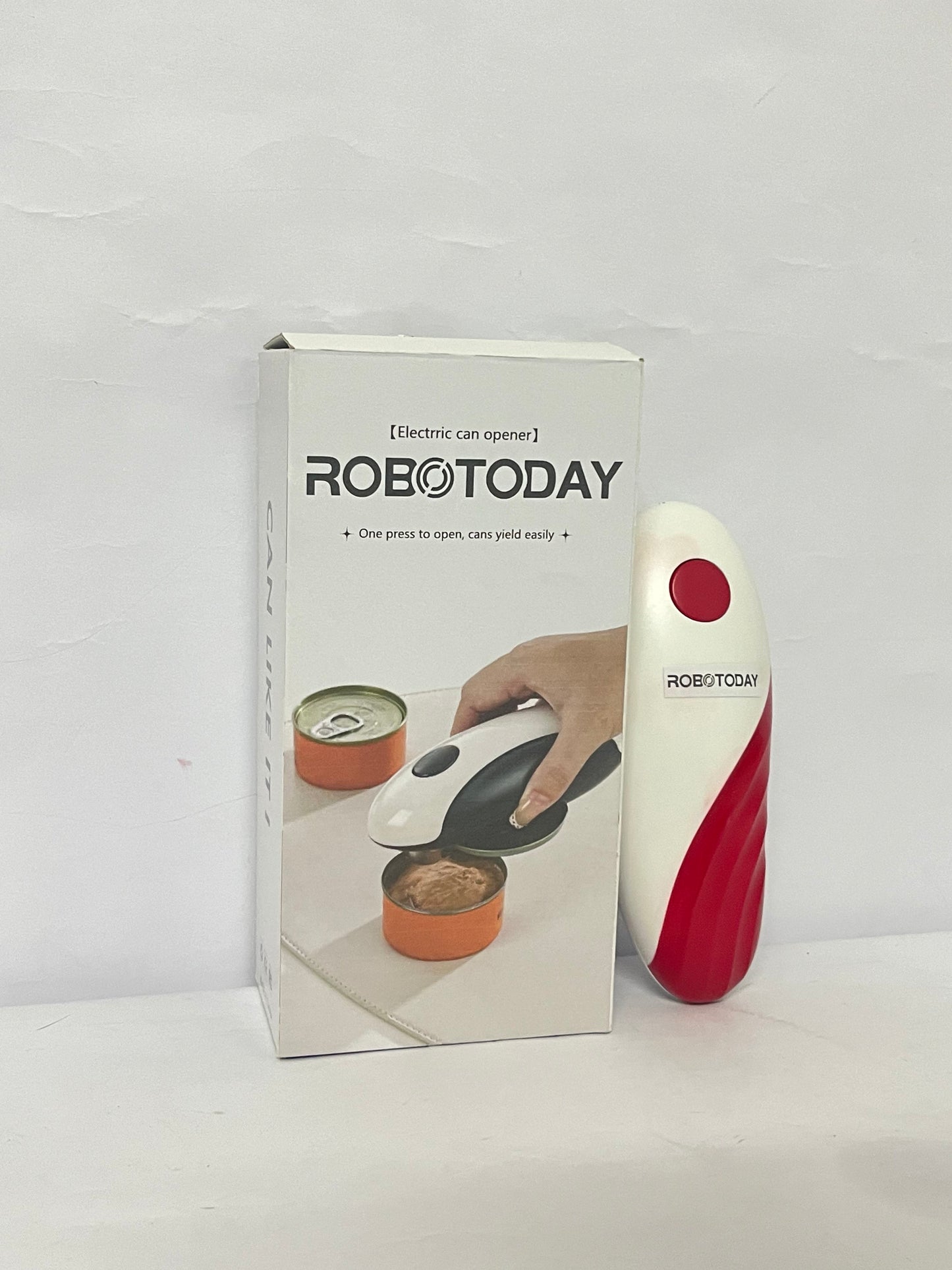 ROBOTODAY Electric Can Opener for Any Can Sizes Hand Free Food-Safe Automatic Can Opener Portable Battery Operated with Smooth Edge Red Automatic Can Opener Can Opener Electric Can Open