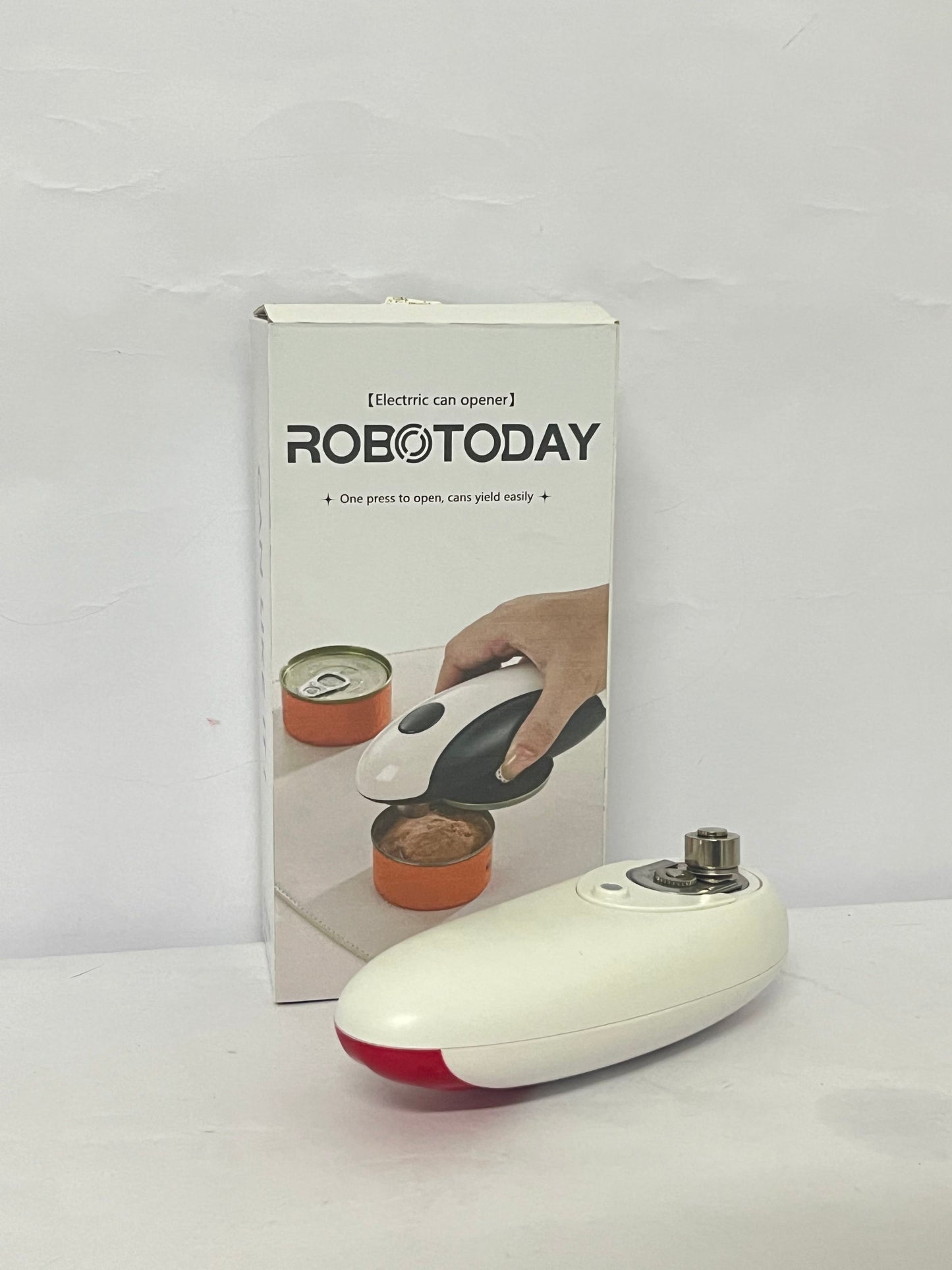 ROBOTODAY Electric Can Opener for Any Can Sizes Hand Free Food-Safe Automatic Can Opener Portable Battery Operated with Smooth Edge Red Automatic Can Opener Can Opener Electric Can Open