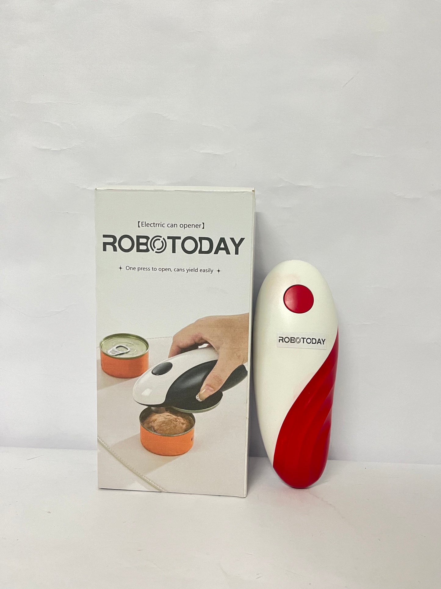 ROBOTODAY Electric Can Opener for Any Can Sizes Hand Free Food-Safe Automatic Can Opener Portable Battery Operated with Smooth Edge Red Automatic Can Opener Can Opener Electric Can Open