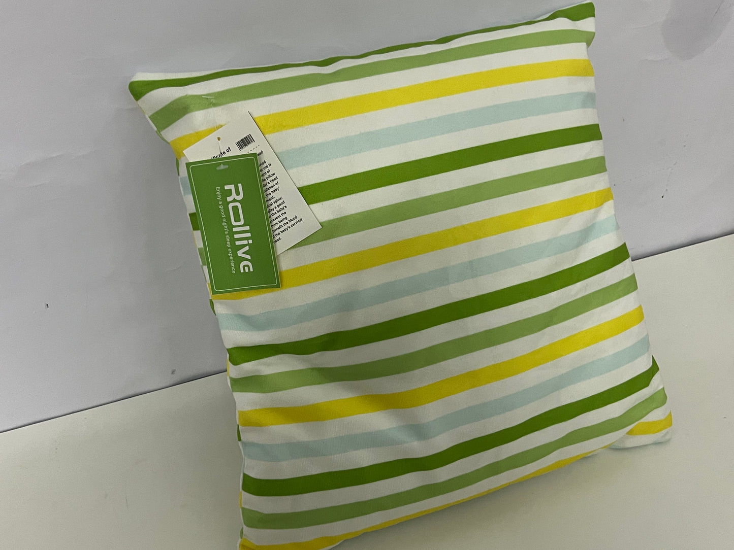 [Rollive Pillows]——Rollive Fresh Striped Throw Pillow - 100% Cotton Breathable Sofa Cushion Bed Backrest