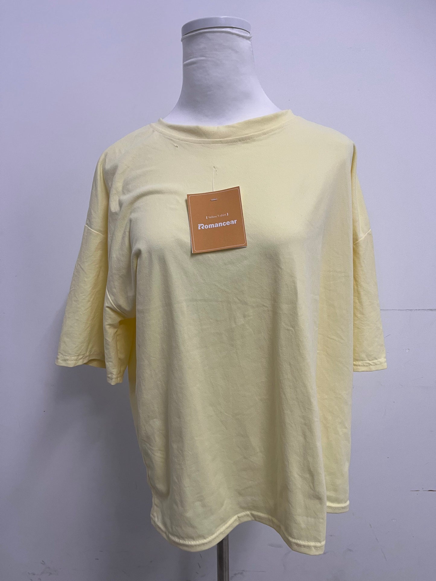 Romancear Light Yellow Loose T-Shirts Lazy & Casual Comfortable & Skin-Friendly Trendy Item for Daily Outfits