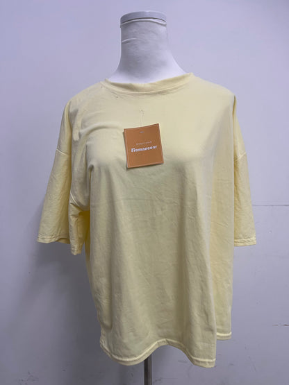 Romancear Light Yellow Loose T-Shirts Lazy & Casual Comfortable & Skin-Friendly Trendy Item for Daily Outfits