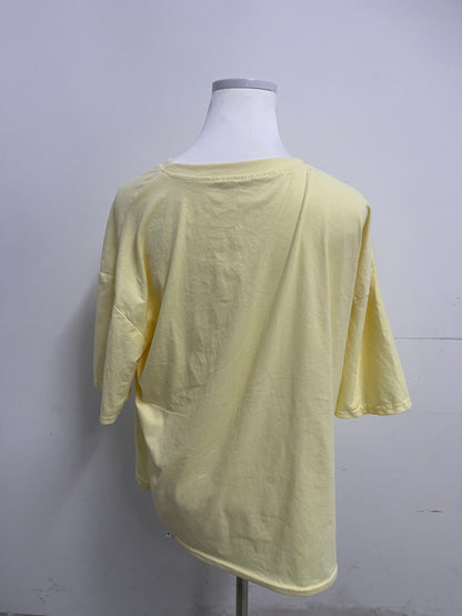 Romancear Light Yellow Loose T-Shirts Lazy & Casual Comfortable & Skin-Friendly Trendy Item for Daily Outfits