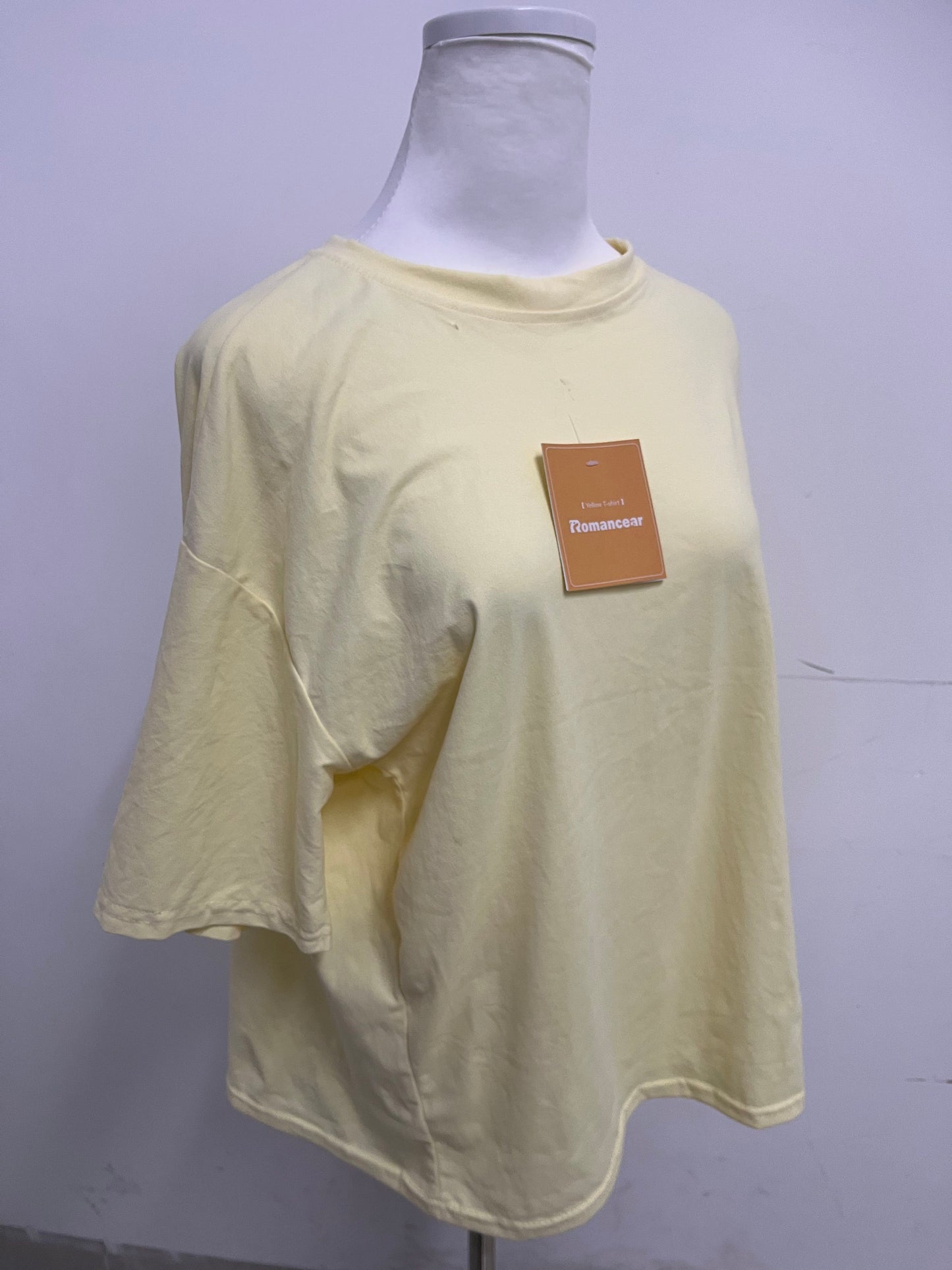 Romancear Light Yellow Loose T-Shirts Lazy & Casual Comfortable & Skin-Friendly Trendy Item for Daily Outfits