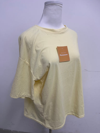 Romancear Light Yellow Loose T-Shirts Lazy & Casual Comfortable & Skin-Friendly Trendy Item for Daily Outfits