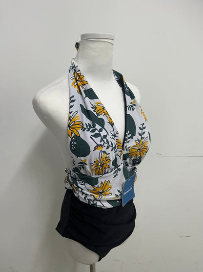 Romancear Floral Halter One-Piece Swimsuit Retro & Fresh Slimming & Flattering Eye-Catching Item for Beach Vacations