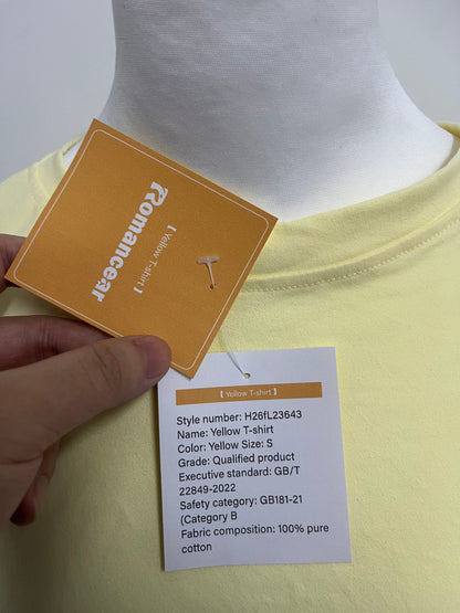 Romancear Light Yellow Loose T-Shirts Lazy & Casual Comfortable & Skin-Friendly Trendy Item for Daily Outfits