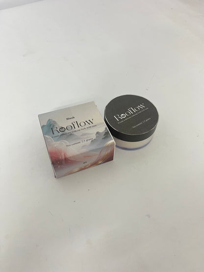 Rooflow Loose face powder Loose Powder Blush Air Cushion, Natural Blusher for Cheeks, Highly Pigmented Blush Makeup Easy to Blend, All Day Wear