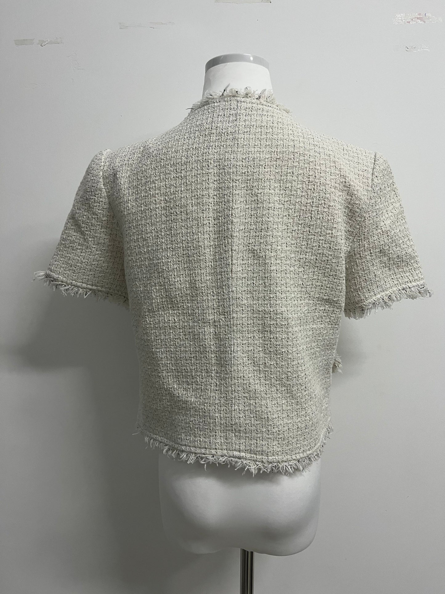RoseRich Women's Short leeve V Neck Short Tweed Jacket