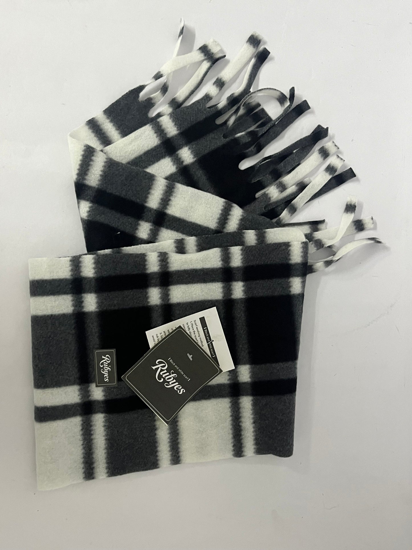 Rubyes Cozy Tartan Check Merino Wool Scarf, Long Warm Lightweight Winter Classic Scarves w/Gift Box