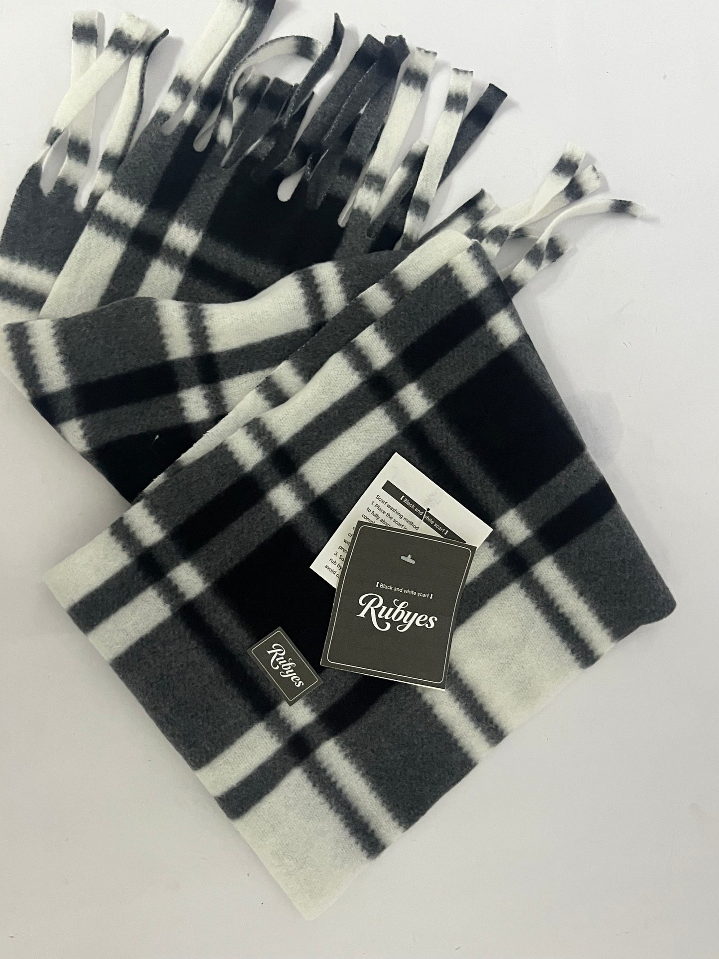 Rubyes Cozy Tartan Check Merino Wool Scarf, Long Warm Lightweight Winter Classic Scarves w/Gift Box