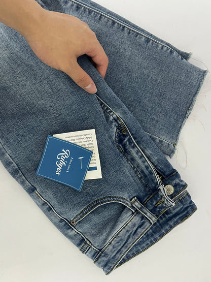 Rubyes Women's Skinny Jeans Straight Leg High Waisted Stretchy Ankle Denim Pants with Patch Pockets