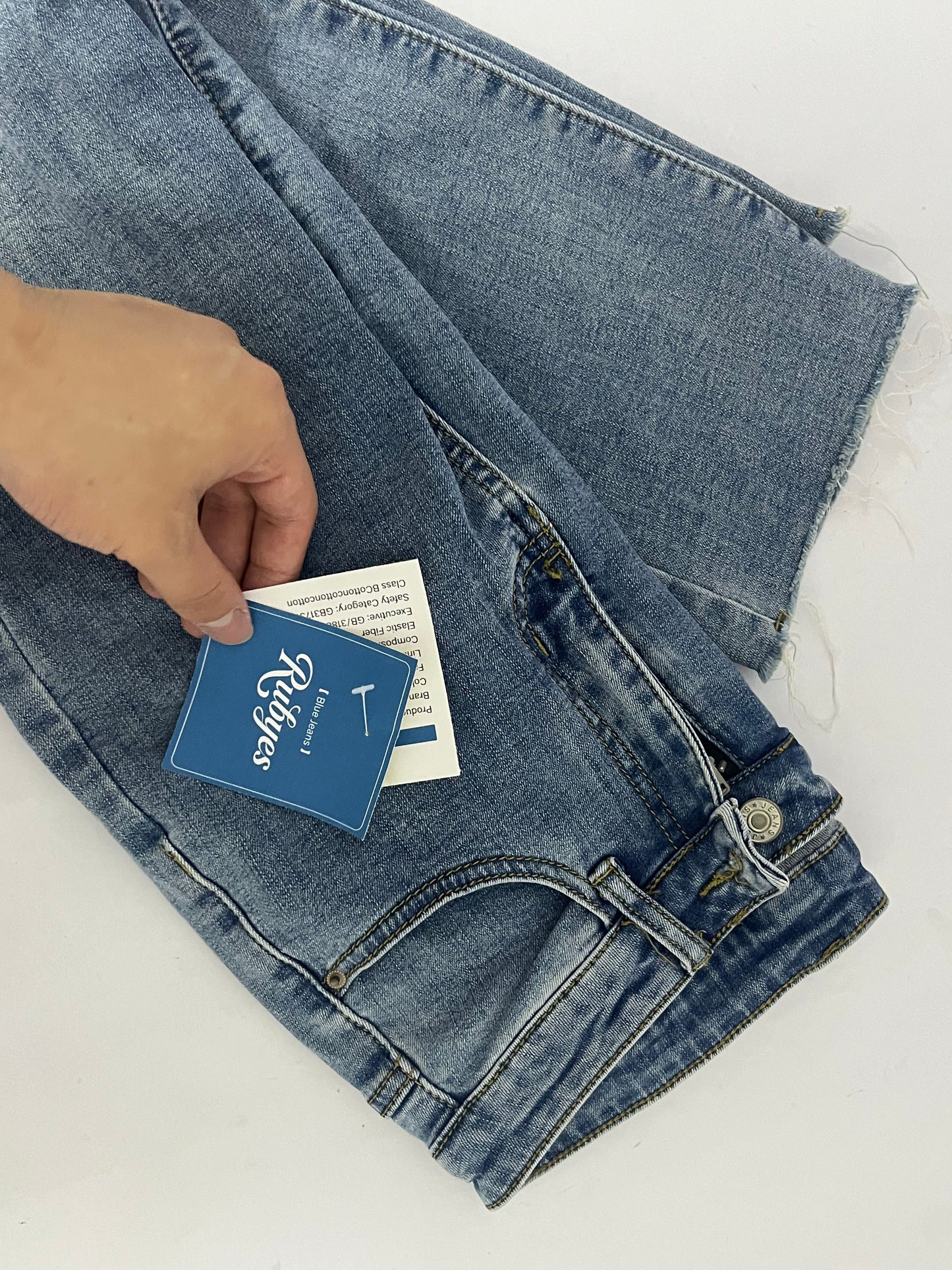 Rubyes Women's Skinny Jeans Straight Leg High Waisted Stretchy Ankle Denim Pants with Patch Pockets