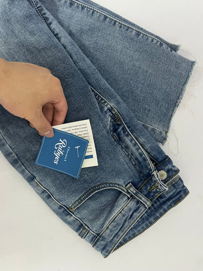 Rubyes Women's Skinny Jeans Straight Leg High Waisted Stretchy Ankle Denim Pants with Patch Pockets
