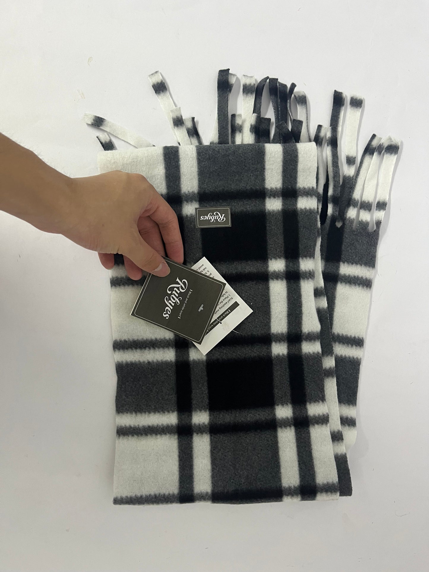 Rubyes Cozy Tartan Check Merino Wool Scarf, Long Warm Lightweight Winter Classic Scarves w/Gift Box
