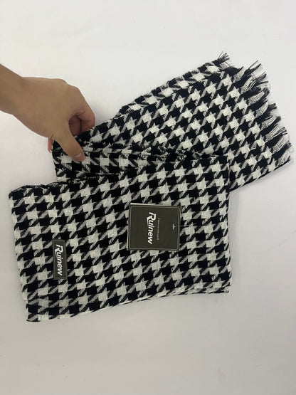 Ruinew Cashmere-feel Winter Warm Houndstooth Pashmina Scarf Shawl w/Fringes