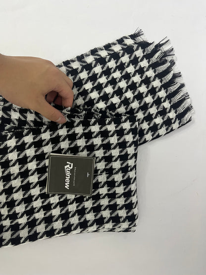 Ruinew Cashmere-feel Winter Warm Houndstooth Pashmina Scarf Shawl w/Fringes
