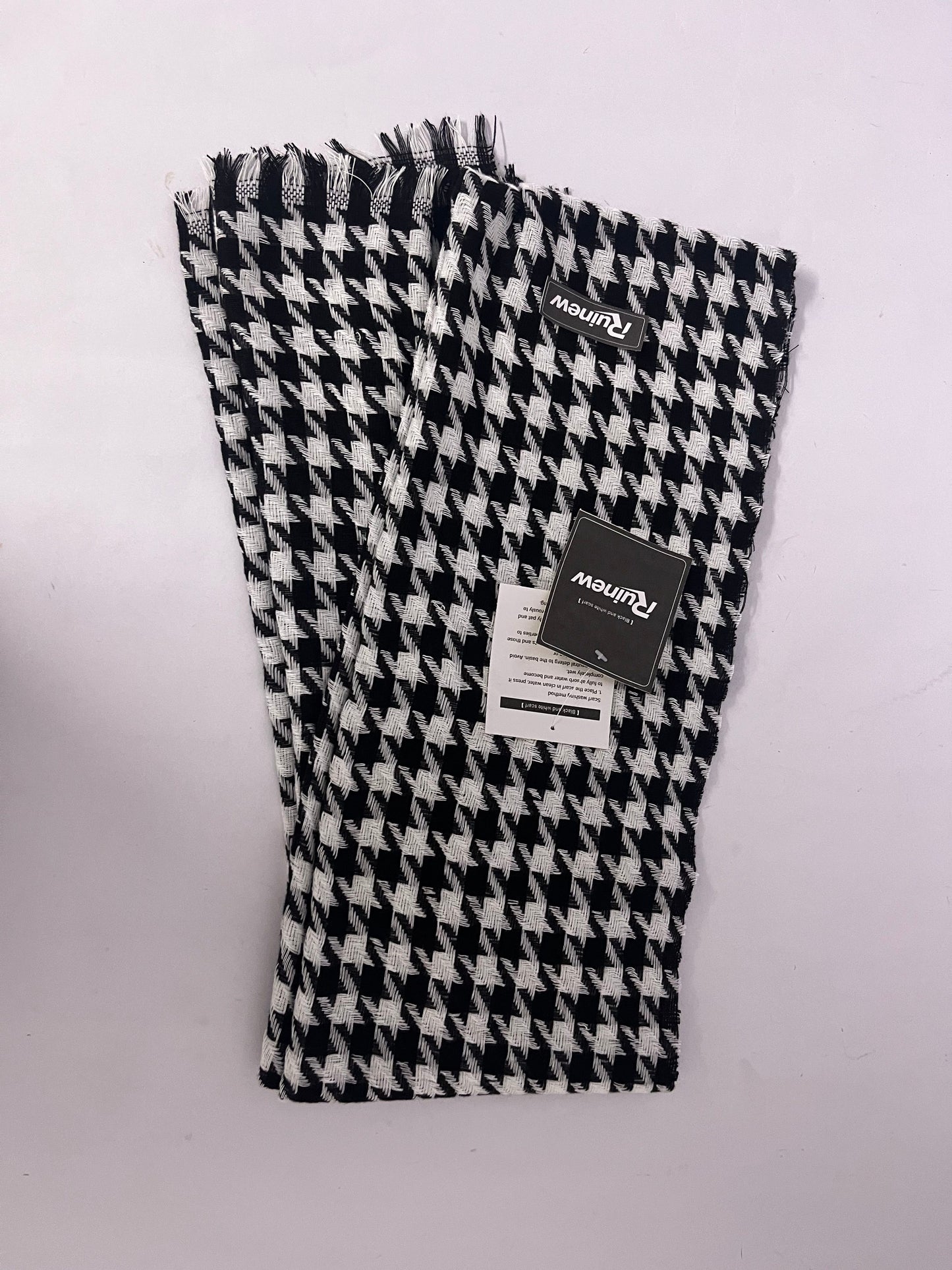 Ruinew Cashmere-feel Winter Warm Houndstooth Pashmina Scarf Shawl w/Fringes