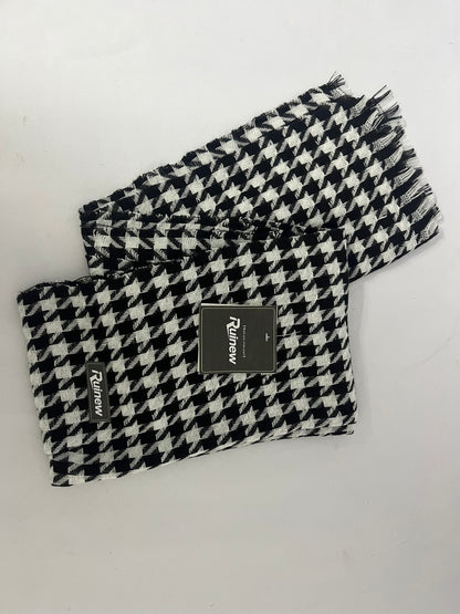 Ruinew Cashmere-feel Winter Warm Houndstooth Pashmina Scarf Shawl w/Fringes