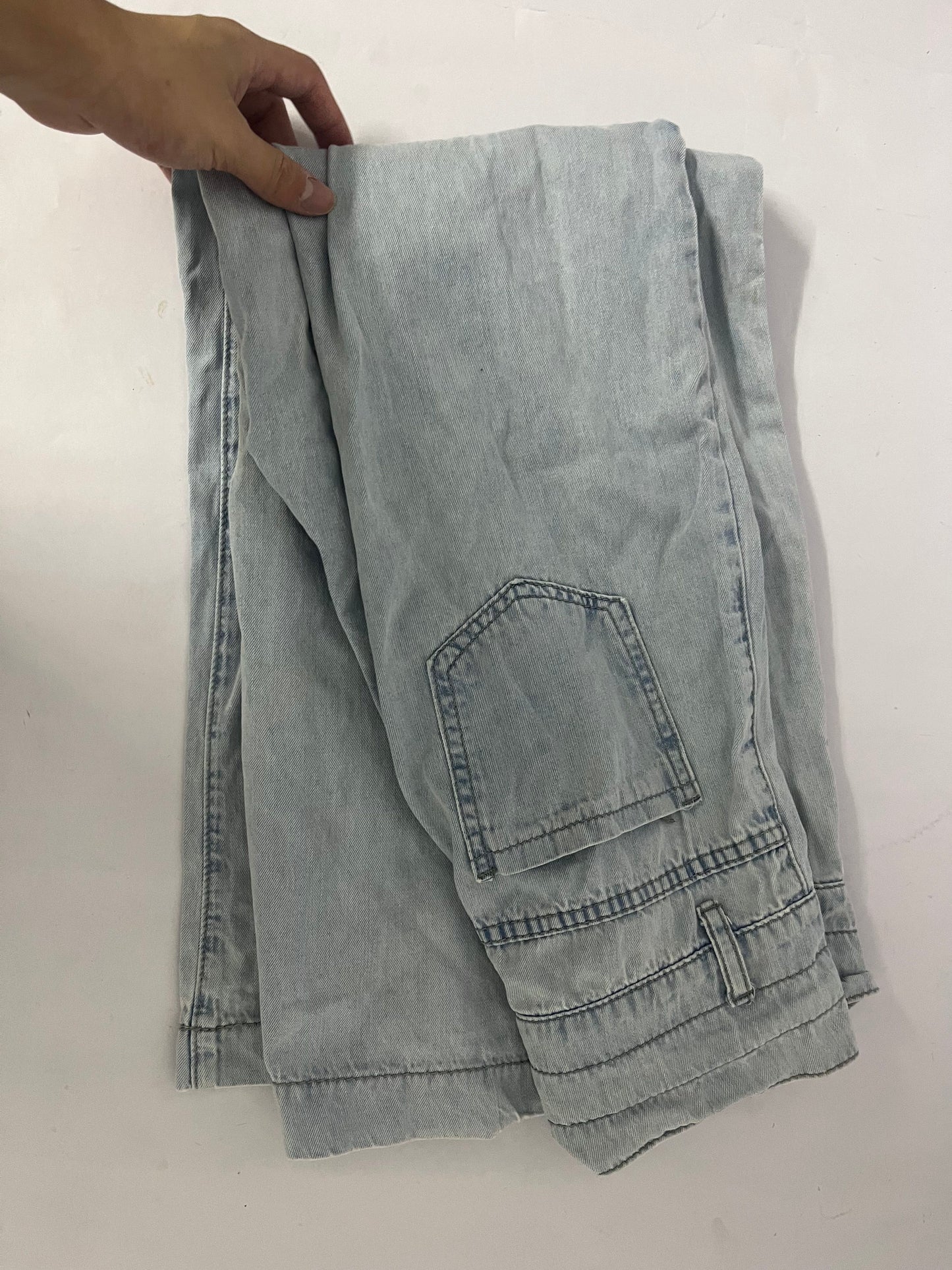 Ruinew Women’s Chic Stylish Mid Waist Wash Drawstring Stitch Detail Carrot Jeans