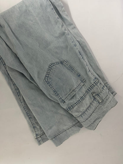 Ruinew Women’s Chic Stylish Mid Waist Wash Drawstring Stitch Detail Carrot Jeans