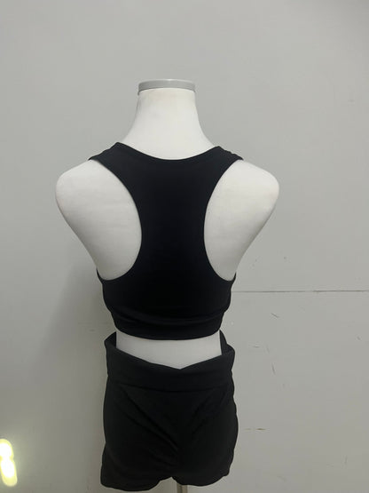 SEABABY Track Suit - Black Crop Tank & Shorts, Sporty Chic Essential