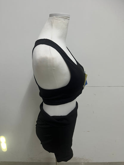 SEABABY Track Suit - Black Crop Tank & Shorts, Sporty Chic Essential